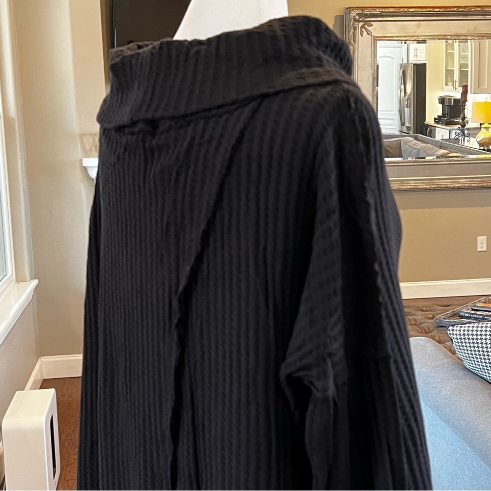 NWT Free People Juicy Sweater Medium or Large Black Cowl Neck Draped Tunic Top - Picture 6 of 15